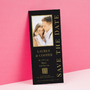 Save The Date Sauvegarder la date QR Code Or Noir Mariage Modern