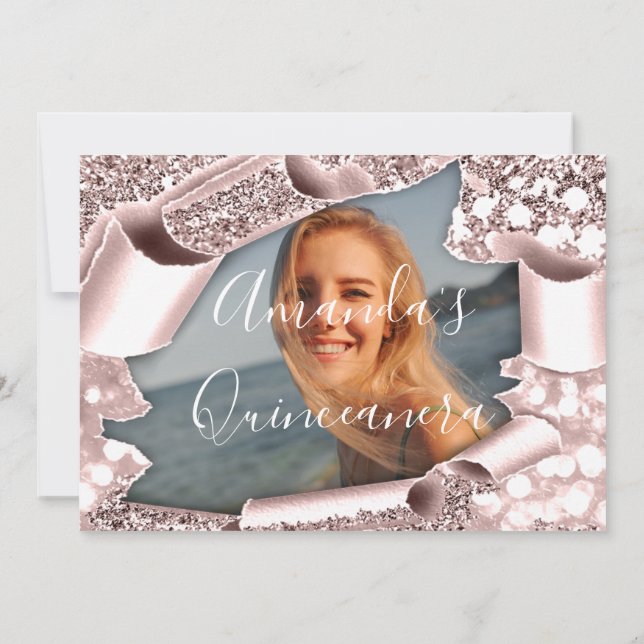 Save The Date Sauvegarder la date QUINCEAÑERA Rose photo 16 ans (Dos)