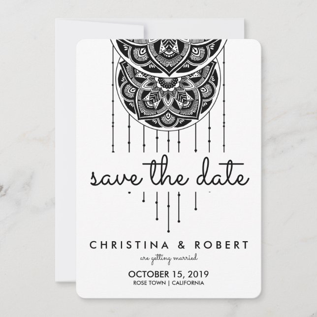 Save The Date Sauver la date bohémienne mandala attrape-rêves (Devant)