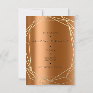 Save The Date Sauver la date Diamant Or Corail Noir Monogramme