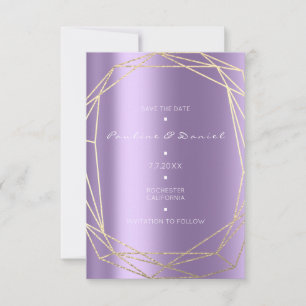 Save The Date Sauver la date Diamant Or Violet Noir Monogramme