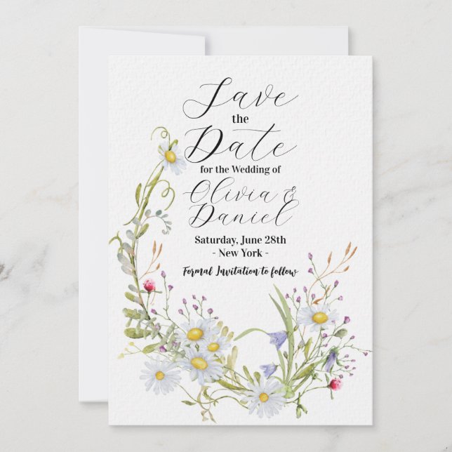 Save The Date Sauver La Date Fleur De Fleur Mariage Marguerite (Devant)