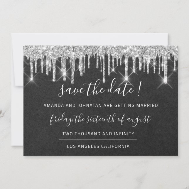 Save The Date Sauver la date Kraft gris argenté Graphite (Devant)
