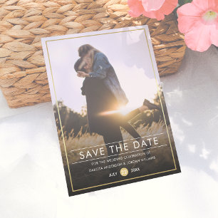 Save The Date Sauver la date   Typographie moderne & Photo dorée