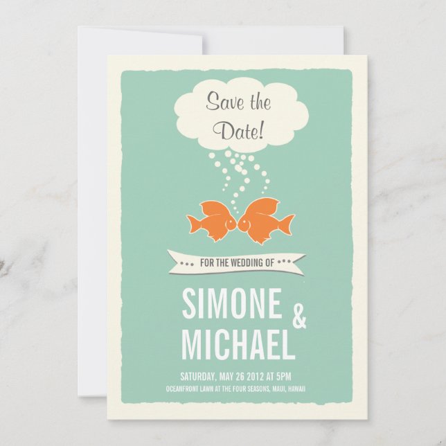 Save The Date Sauvez la date avec baiser Fish (Devant)
