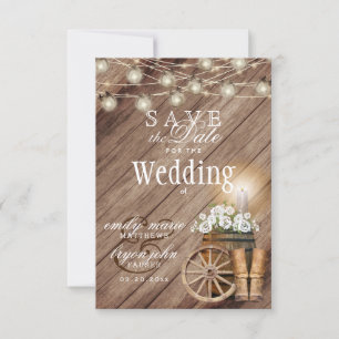 Save The Date Sauvez la date Beau tonneau rustique en bois
