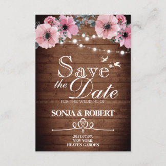Save The Date Sauvez la date -Bois Vintage, colombes, lumière, f