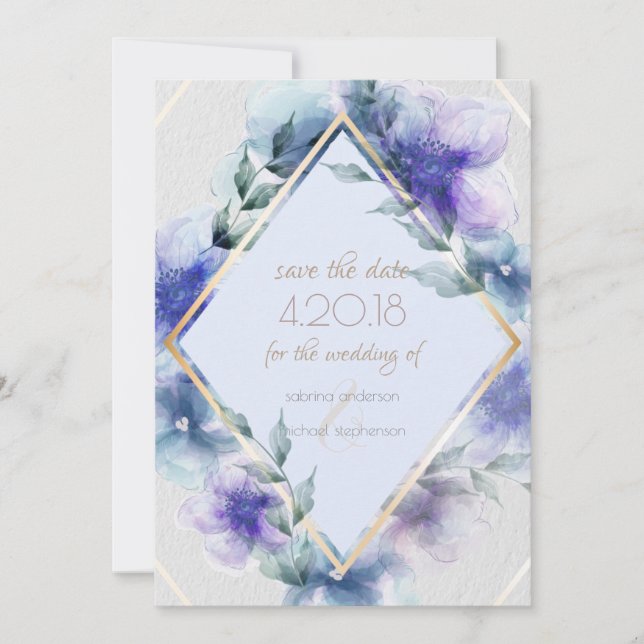 Save The Date Sauvez la Date | Fleurs en aquarelle translucide (Devant)