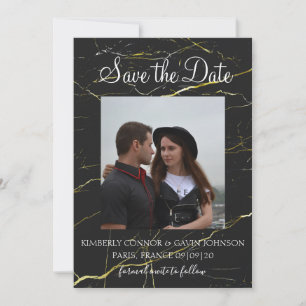 Save The Date Sauvez la date Marbre noir et or