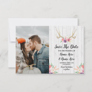 Save The Date Sauvez la photo florale de mâle rustique