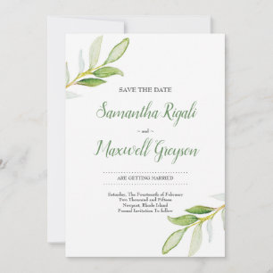 Save The Date Sauvez la verdure d'aquarelle de date