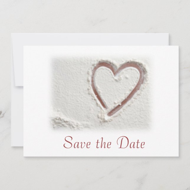Save The Date Sauvez le coeur de sable de la plage/date (Devant)