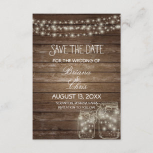 Save The Date Sauvez les lumières rustiques élégantes de pot de