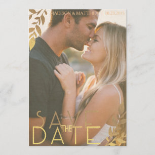 Save The Date Sauvez l'or rustique de cru d'invitation de date