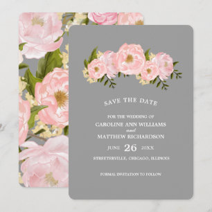 Save The Date Save the date. Mariage Gris Blush Pink Peonies