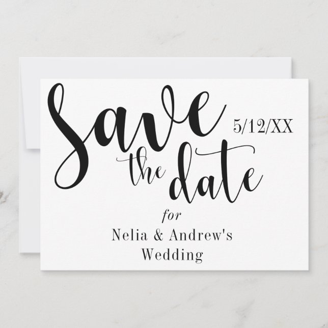 Save The Date "Save the Date" Typographie noire Police moderne (Devant)