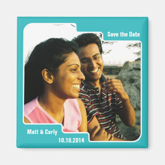 Save the Date Scallop Blue Magnet