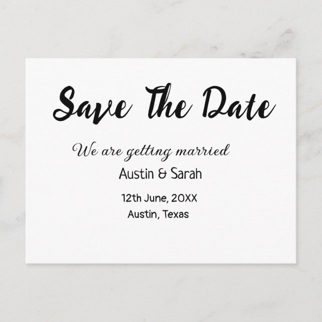 Save the date scan QR wedding website modern text Postcard (Front)