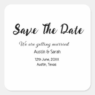 Save the date scan QR wedding website modern text Square Sticker