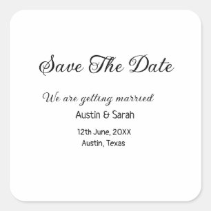 Save the date scan QR wedding website modern text Square Sticker