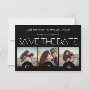 Save The Date Scénario moderne Élégant Romantique Trois Photos E