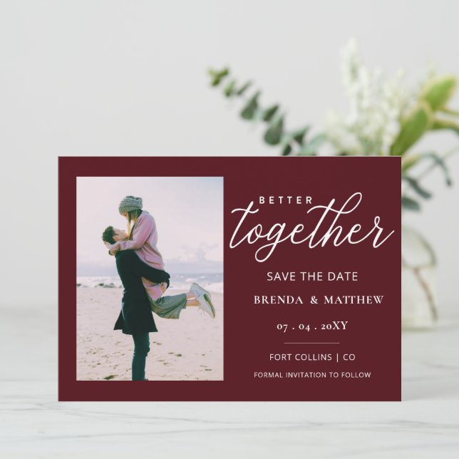 Save The Date Script Better Together Minimal Simple Photo (Debout devant)