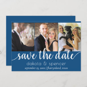 Save The Date Script bleu simple   Calligraphie photo Cerulean 3