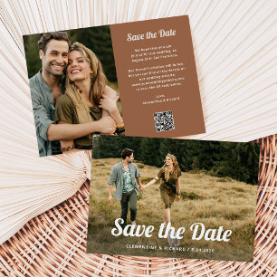 Save The Date Script Boho   Deux photos et code QR