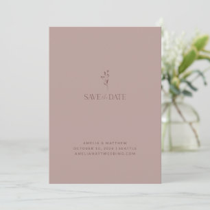 Save The Date Script Botanique Chic Simple Mariage Dusty Mauve