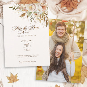 Save The Date Script botanique Rose d'automne rustique