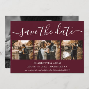 Save The Date Script Burgundy Photo Mariage Enregistrer Les Cart