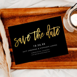 Save The Date Script Chic Moderne Minimaliste Noir + Or