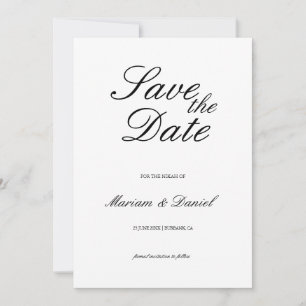 Save The Date Script classique élégant noir blanc Mariage islami