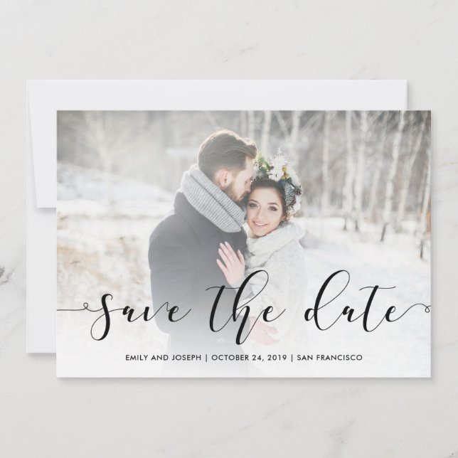 Save The Date Script d'amour | Black Enregistrer la date avec ph (Devant)