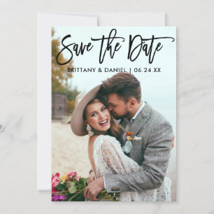 Save The Date Script de brosse moderne Couple Photo B