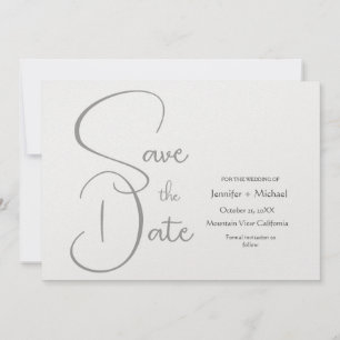 Save The Date Script de calligraphie gris clair minimaliste mari