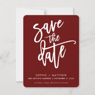 Save The Date Script de calligraphie MODERNE lettrage marron rou