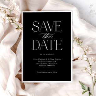 Save The Date Script de calligraphie noir blanc simple et élégan