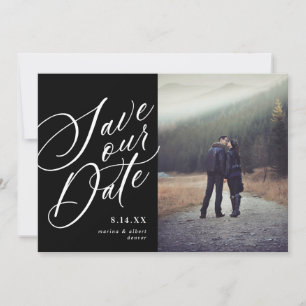 Save The Date Script de calligraphie Noir Photo