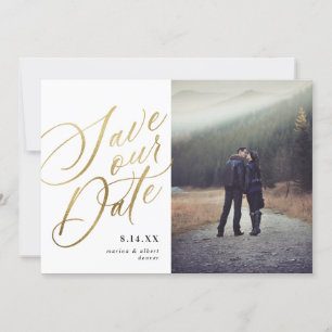 Save The Date Script de calligraphie Or blanc Photo