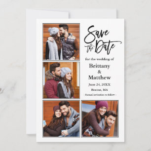 Save The Date Script de pinceau moderne 4 Fiançailles de couple 