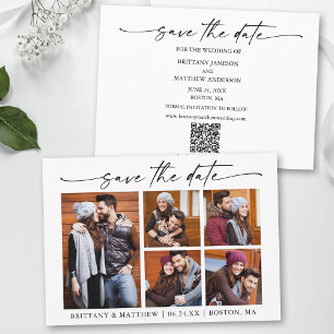 Save The Date Script d'encre minimaliste moderne 5 Photos Code Q