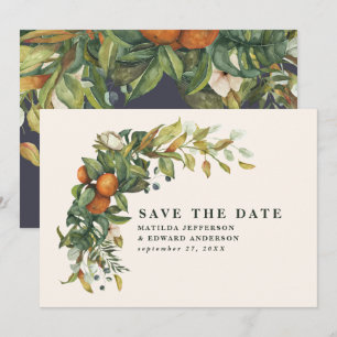 Save The Date Script élégant mariage agrumes botanique moderne