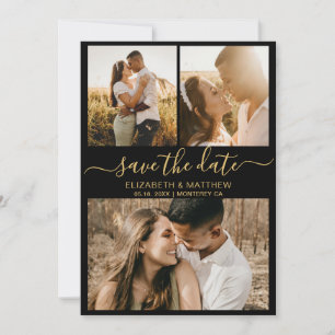Save The Date Script élégant moderne Photo Collage Mariage Enreg