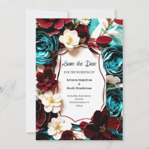 Save The Date Script Girly Burgundy