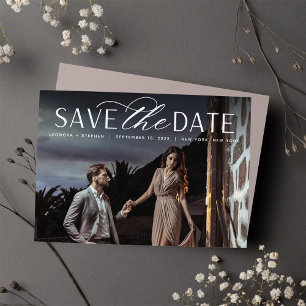 Save The Date Script lisse   Mariage photo horizontal unique