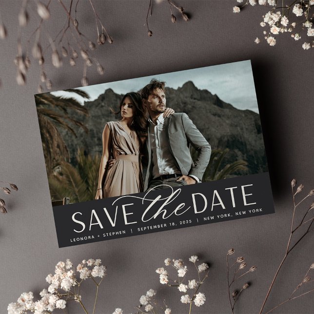 Save The Date Script lisse | Mariage photo horizontal unique (Créateur téléchargé)