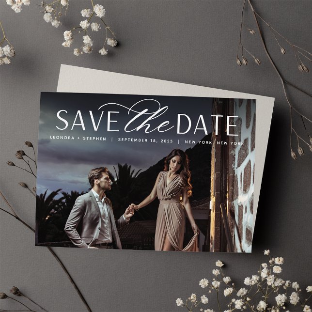Save The Date Script lisse | Mariage photo horizontal unique (Créateur téléchargé)