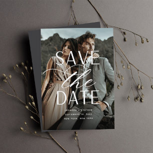 Save The Date Script lisse Mariage photo vertical unique