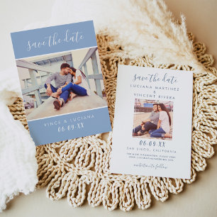 Save The Date Script manuscrit moderne Cloud Bleu Mariage photo